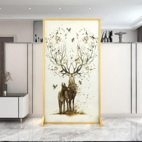 Nordic Light luxury elk stainless steel art screen partition living room bedroom shielding mobile screen partition