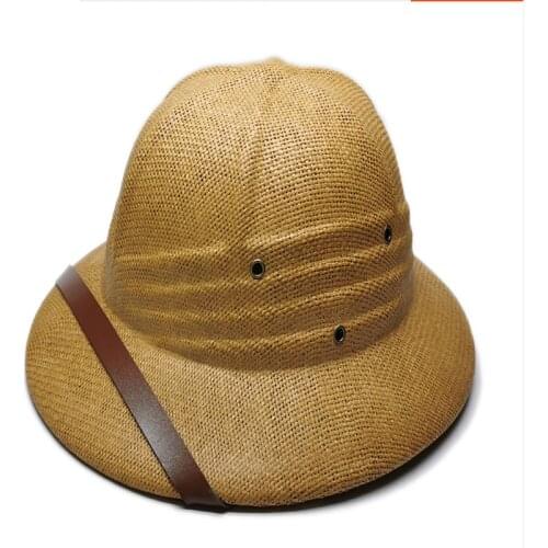 RUHAO Summer Mens Straw Hat Sun Hat Sun Hat Dad Rowing Bucket Safari Jungle Miner Cap British British Soldier Army Cap