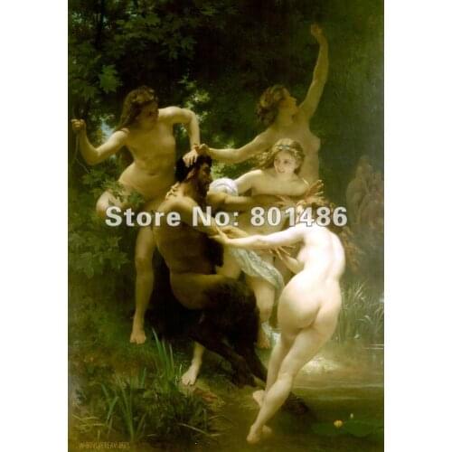 Style in Print Nymphs And Satyr (Bouguereau) Hand Painted Old Master Art Oil Painting Reprodcution Wholesale And Drop Ship