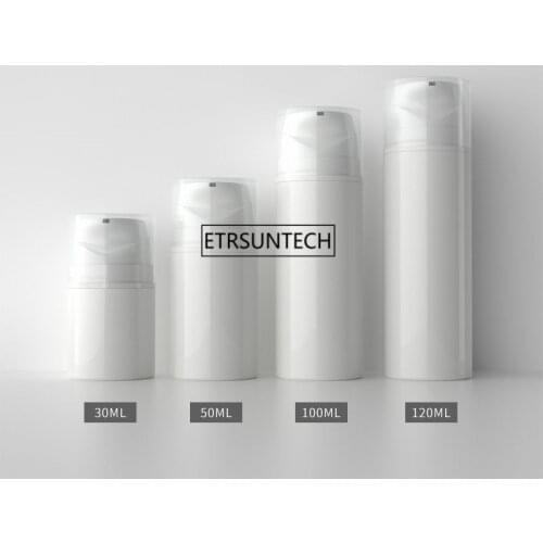 100pcs 30ml 50ml 100ml 120ml Portable Airless Lotion Pump Dispensing Bottles Empty White Cosmetic Packaging Containers F3783