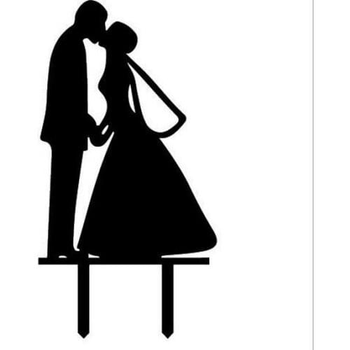 100pcs/lot, Creative KIssing Bride and Groom design wedding cake inserted card Wedding Cake Topper Party Cake Decorations