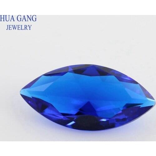 113# Blue Marquise Shape Princess Cut Loose Glass Beads Synthetic Gems For Jewelry Size 1.5x3~10x20mm Free Shipping