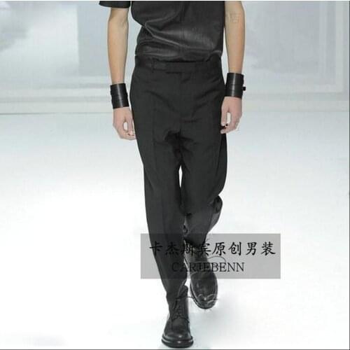 29-38 Casual Pants Men Feet Pants Harem Pants Slim Trousers Singer Costumes Clothing Spring New England Summer