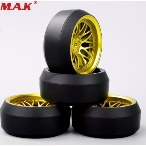 4Pcs/Set 1:10 RC Car Speed Drift 3 Degree Tires Tyre Wheel Rim BBG+PP0367 For HPI HSP RC Car Accessories