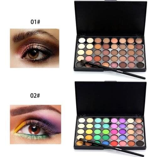 40 Color Makeup Eyeshadow Pallete Makeup Brushes Shimmer Pigmented Eye Shadow Palette Mini MakeUp Palette Maquillage Eye Glitter