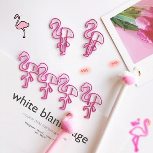 5PCS/LOT flamingos Shape Paper Clips Funny Kawaii Bookmark Office School Stationery Marking Clips