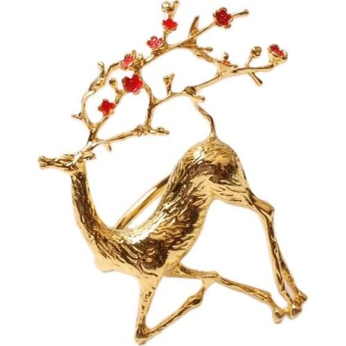 6pcs Creative European-style table top decoration home deer napkin ring hotel lucky deer napkin ring napkin buckle