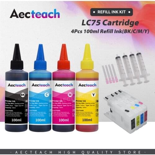 Aecteach new Refill Ink Kit For Brother LC75 79 lc1240 lc1220 Ink Cartridge MFC-J6510DW J6710DW J6910DW J5910DW DCP-J525W J725DW