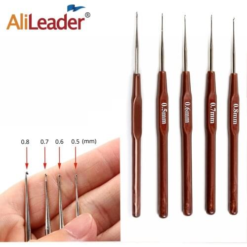 Alileader 4Pcs/Lot Crochet Hook 0.5"0.6"0.7"0.8Mm Micro Hook Needles For Wig Making Crochet Locks Braids Weaving Needle Tools