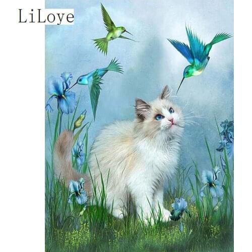 LI LOYE DIY Diamond mosaic Icons Cat and bird Embroidery diamond Crystal pattern 5d beadwork needlework kits drill Decor FZ357