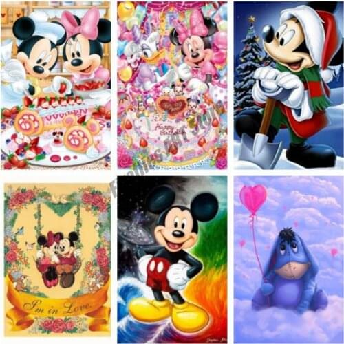 Diamond Painting Disney Diamond Embroidery Mosaic Cartoon Christmas Mickey and Minnie Snow Scene Cross Stitch Kits Home Decor