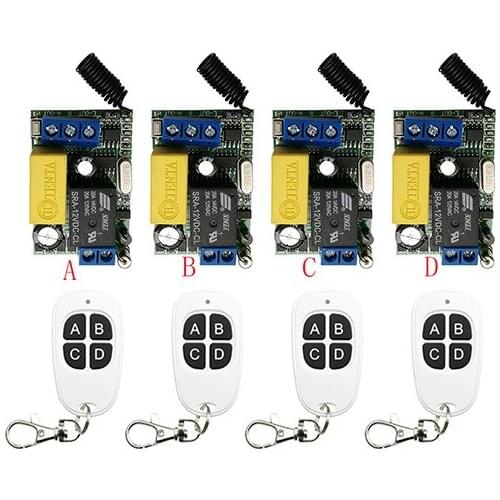 AC220V 1CH 10A RF Wireless Mini Switch Relay Receiver Remote Controllers & White Transmitter Garage Doors /window /lamp/shutters