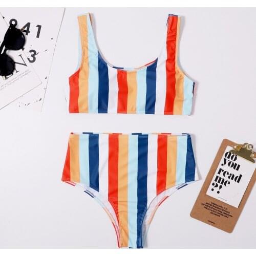 High Waist Bikini 2021 Sexy Striped Swimsuit Women Swimwear Female Push Up Bikini Set Swimming Wear for Bathing Suit Swimsuits