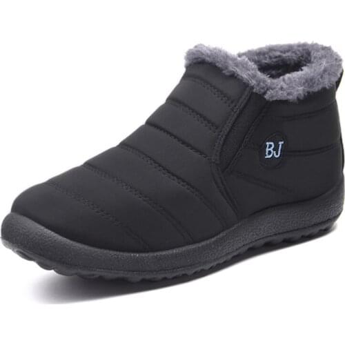 Big Size 35-47 Winter New Man Cotton Shoes Waterproof Non-slip Couple Plush Shoes Plush Warm Comfortable PU Mens Boots