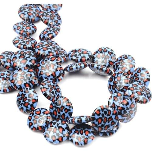 14mm Charm Pattern Flat Round Beads Lampwork Glass Beads Spacer Loose Beads For Jewelry Making DIY Bracelet Necklace
