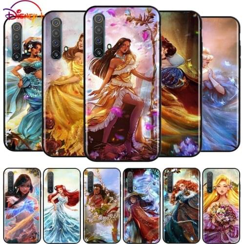 Disney Princess Art for OPPO Realme C21 V15 Q2 Q2i X7 X3 V5 V50 X2 XT 7i C17 C12 C11 C3Pro Superzoom Black Phone Case Cover