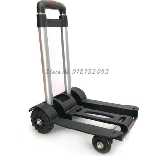 Four-wheel Silent Stretchable Luggage Trolley Foldable Portable Shopping Cart Trolley Cart Pull Goods Push Grocery Cart Trolley