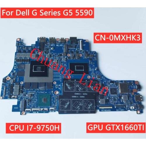 CN-0MXHK3 For Dell G Series G5 5590 Laptop Motherboard VULCAN15_N18E with CPU I7-9750H GTX1660TI DDR4 100% Fully Tested