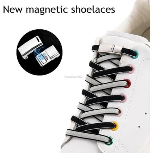 Double color Elastic Shoelaces Magnetic Lock No tie Shoe laces Sneakers for Shoelace Kids Adult Laces One Size Fits All Shoes