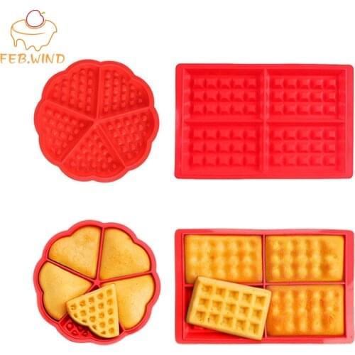 Bakeware Mine Silicone Waffle Molds Tray Rectangle Heart Shaped Waffle Pan Maker DIY Chocolate Cake Form for Oven Baking 166
