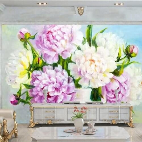 Custom Photo European Style 3D Stereoscopic Relief Floral Flowers Butterfly Oil Painting Wall Mural Living Room Sofa Wallpaper