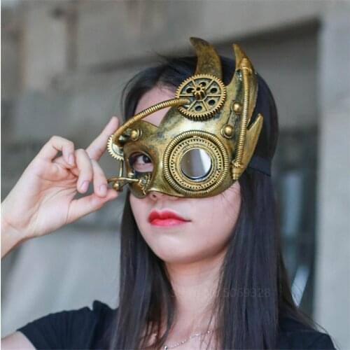 Cosplay Punk Breathable Mask Steampunk Half Face Gothic Knight Medieval Personality Style Antique Mechanical Equipment Mask Prop