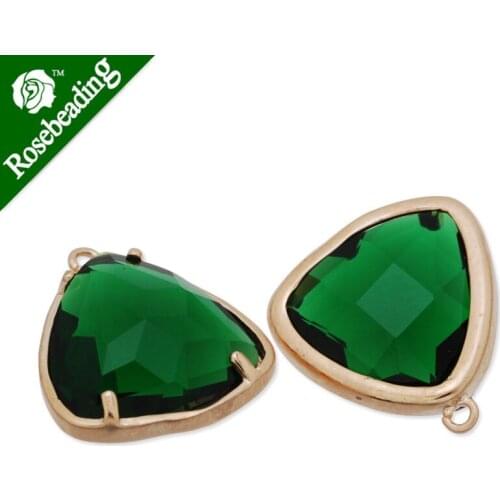 15x15mm matt gold plated framed glass,Faceted glass,emerald,connectors,gemstone bezel,Sold 5pcs/lot-C4173