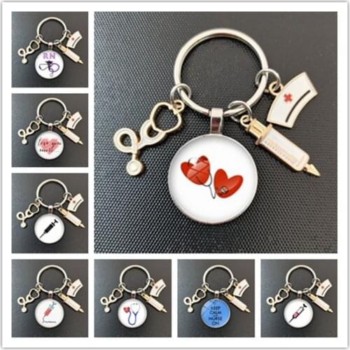 Cute Medical Kechain with Love Heart Angel Key Ring Personality Jewelry Thanksgiving Gift Key Holder for Nurse and Doctor
