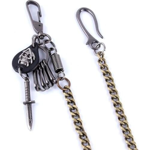 Fashion Punk Rock Hip-hop Trendy Black Belt Waist Wallet Chain Male Skull Pants Chain Men Jeans Clothing Accessories DR30