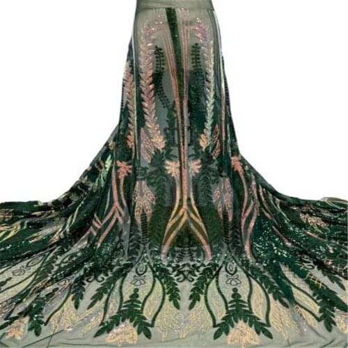 Nigerian Mesh Tulle Lace Fabrics with Sequins Embroidery African Lace Fabric Sequins Lace Fabric French Net Lace green/gold