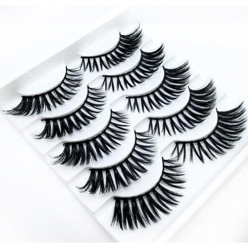 New 5 pairs Handmade 3d mink lashes long thick False Eyelashes Cross Messy Dense Natural Eye Lashes Stage Makeup False Eyelashes
