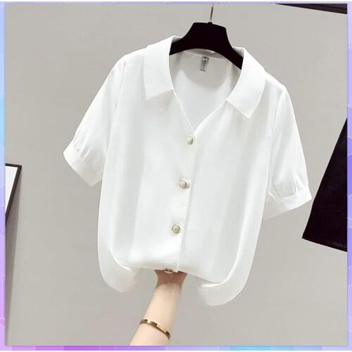 Oversized Womens T-shirt 2021 Summer Short Sleeve T-shirts Chiffon Shirt White Top Plus Size Ladies Work Thin Tops Female
