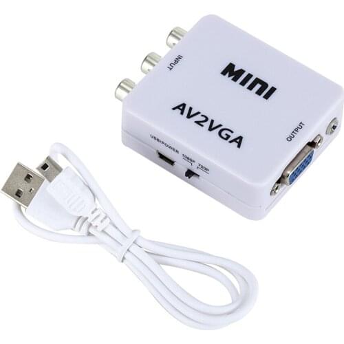 Mini AV2VGA Video Converter Convertor AV/RCA/CVBS to VGA Video Adapter with 3.5mm Audio hole For PC to TV