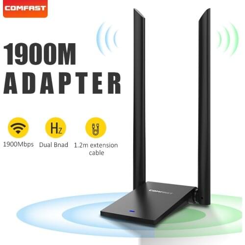 Wireless Network Card Receiver with 2*6dBi Rotatable Antenna RTL8814AU high speed 1900M USB3.0 dual band 2.4+5.8G wifi adaptador