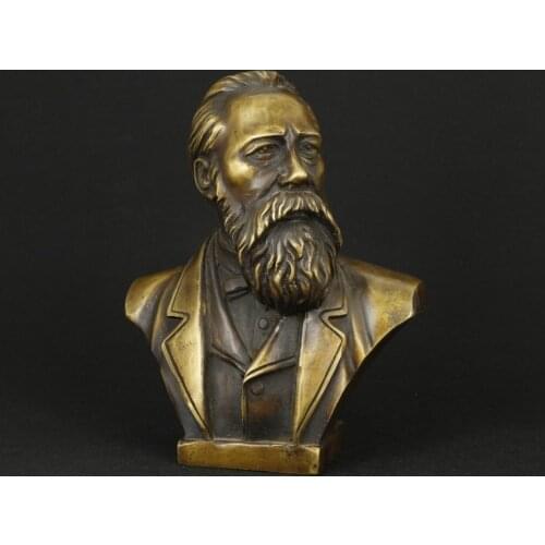 Elaborate Chinese Copper Communist Friedrich Von Engels Bust Statue sculpture