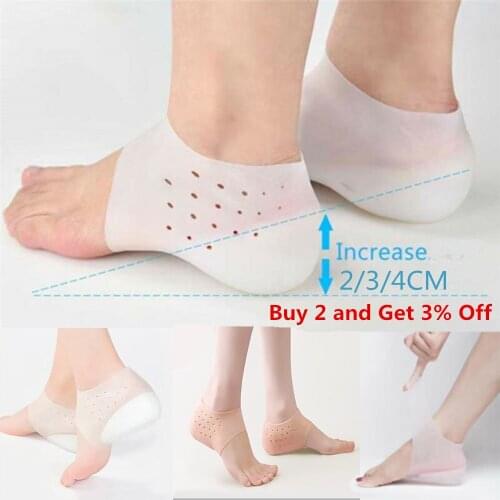 1Pair Unisex Invisible Height Lifting Increase Silicone Foot Socks Insoles 2CM 3CM 4CM Upgrade Soft Socks Shoes Pad Dropshipping