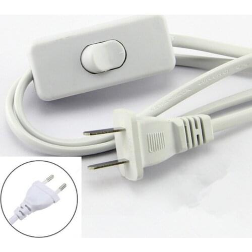 Switch on line Cable 1.8m On Off Power Cord For LED Lamp with Button switch EU Plug Light Switching White Wire Extension