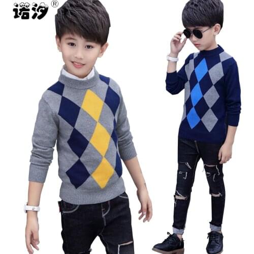 Boys sweaters kids winter boys pure cotton high quality knitted sweaters 4-15T children pullover clothes kids jacket autumn tops