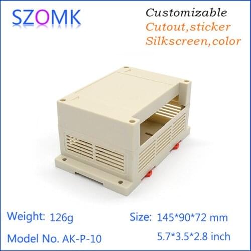 Szomk abs din rail plc enclosure (10 pcs)145*90*72mm plastic case electronics cabinet junction box wall mount equipment case