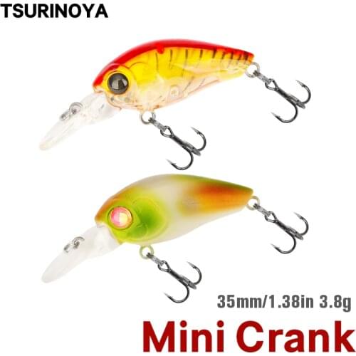TSURINOYA 35mm 3.8g Mini Crank Fishing Lure DW39 Topwater Flaoting Hard Bait Wobbler Lake Trout Free Shipping Tackle