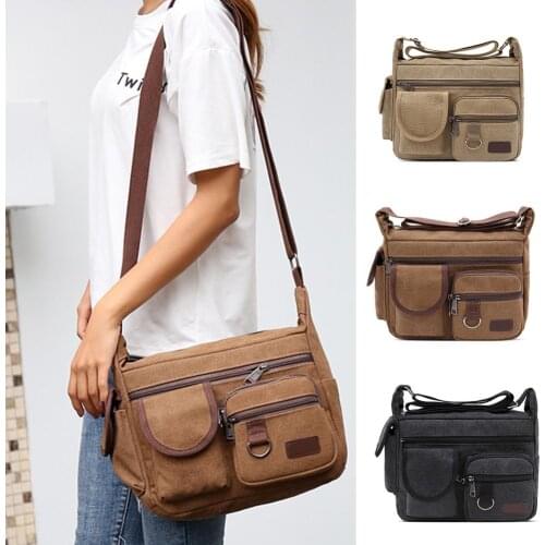 Unisex Men Vintage Shoulder Crossbody Bag Canvas Large Capacity For School Travel Mobile Phone Male Shoulder Bags Bolso Hombre