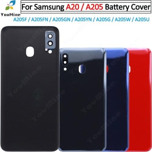 For Samsung Galaxy A20 A205 Back Battery Cover Glass Housing Door Rear Case Replace + Camera lens for Samsung A20 Back Housing