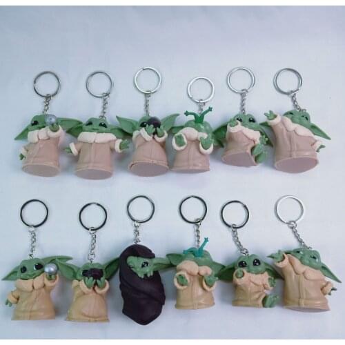 Hasbro Star Wars Master Yoda Baby Mandalorian Keychain Figurine Anime Dolls PVC Action Figure Model Toy Kids Gift 6pcs/set