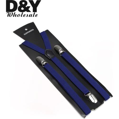 1.5cm Wide"Royal Blue" Solid Color Women Men Unisex Suspender Clip-on Elastic Braces Slim Suspender Y-back Suspenders/gallus