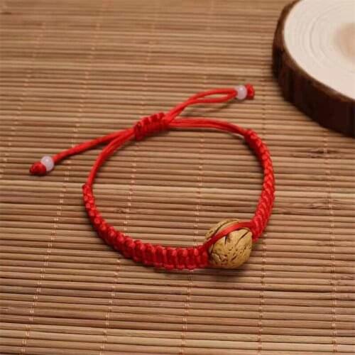 1pcs Pisces Walnut Charm Color Bracelet For Ladies And Men Couples Good Luck Red Rope Braided Adjustable Bracelet Birthday Gifts