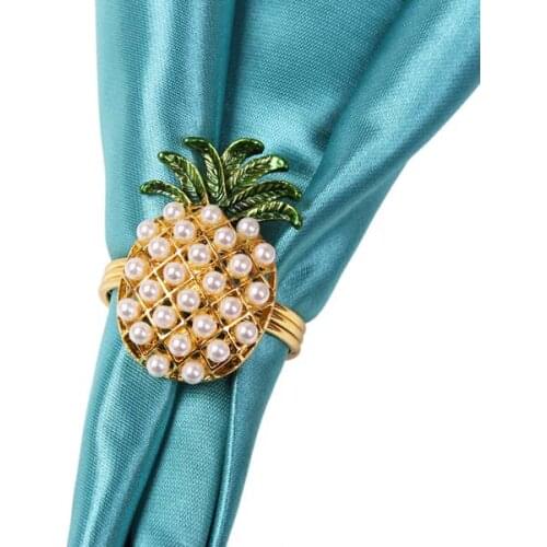 10Pcs Restaurant Hotel Tableware Pearl Pineapple Napkin Buckle Napkin Ring Diamond Napkin Ring Towel Buckle Cloth Ring