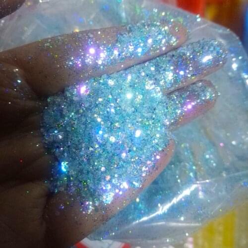 #7 200G/500G Mermaid Glitter, Baby blue glitter( colour shift ) Nail Art Glitter Holographic Mix Blend Glitter Mixed Size Chunky