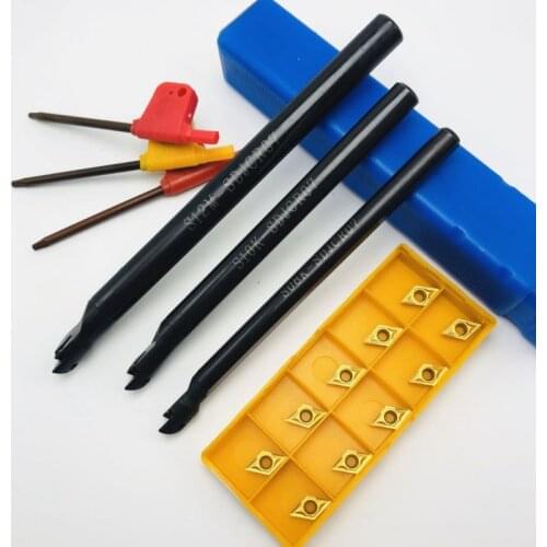 3pcs S08K-SDJCR07 S10K-SDJCR07 S12M-SDJCR07 95 degree spiral tungsten steel alloy anti-vibration turning shank +10PCS DCMT070204