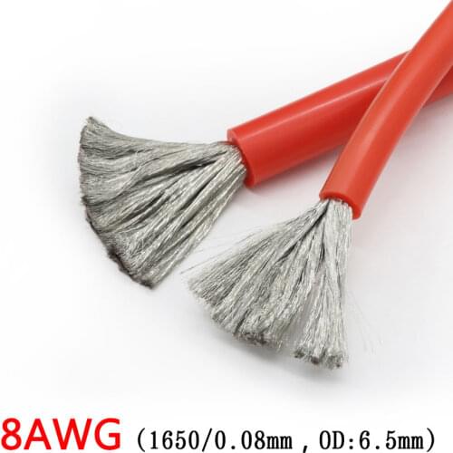8AWG Silicone Gel Rubber Wire OD 6.5mm Flexible Cable High Temperature Insulated Copper Ultra Soft Electron DIY Line Colorful