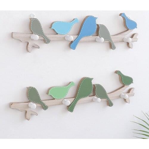 American Creative Wooden Bird Coat Hooks Fitting Room Wall Hooks Door Porch Wall Bag Coat Hat Hooks